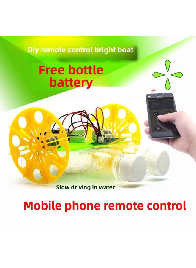 Generic - Yacht Boat Diy Technology Small Production Small Invention Extracurricular Natural Science Experiment Small Production-Color:Ming Ship + Bottle + Battery (Android Phone Remote Control) - Image 1