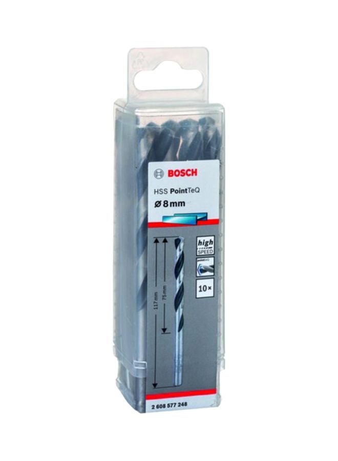 10-Piece Twist Drill Bit Set Silver/Blue