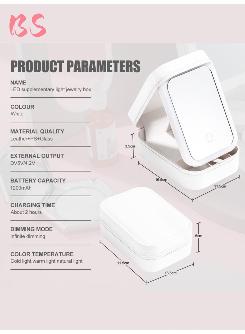 بي إس حقيبة مكياج مزودة بإضاءة LED ومرآة | إضاءة بثلاثة ألوان قابلة للتعديل | مادة PU مقاومة للماء | وظيفة توفير الطاقة | صندوق تخزين مستحضرات تجميل بسعة كبيرة | صندوق تخزين لأدوات وإكسسوارات المكياج النسائية | مناسبة للسفر والاستخدام المنزلي | حقيبة تخزين محمولة - Image 2
