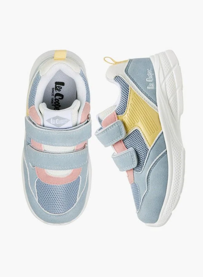 Lee Cooper Girls' Panelled Sneakers with Hook and Loop Closure