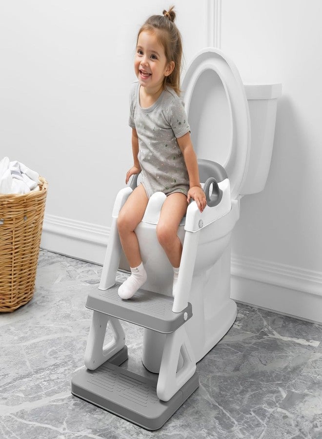 Wiifo Potty Training Seat with Step Stool Ladder for Kids and Toddler,Wiifo Sturdy Potty Ladder with Soft Padded Cushion for Toddler Boys and Girls(Light Grey) 2025 New Version - Image 2