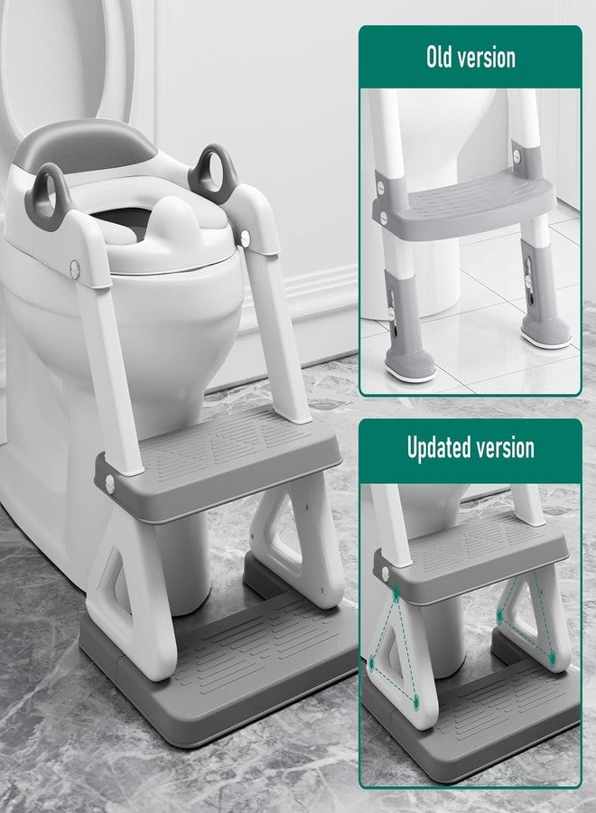 Wiifo Potty Training Seat with Step Stool Ladder for Kids and Toddler,Wiifo Sturdy Potty Ladder with Soft Padded Cushion for Toddler Boys and Girls(Light Grey) 2025 New Version - Image 3