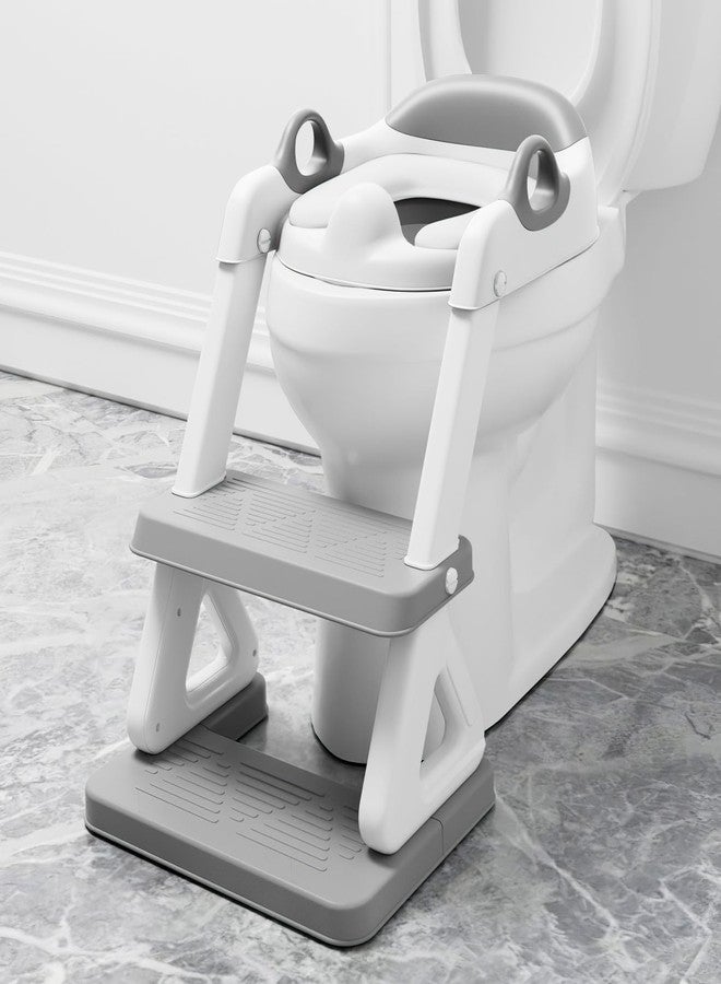 Wiifo Potty Training Seat with Step Stool Ladder for Kids and Toddler,Wiifo Sturdy Potty Ladder with Soft Padded Cushion for Toddler Boys and Girls(Light Grey) 2025 New Version - Image 1