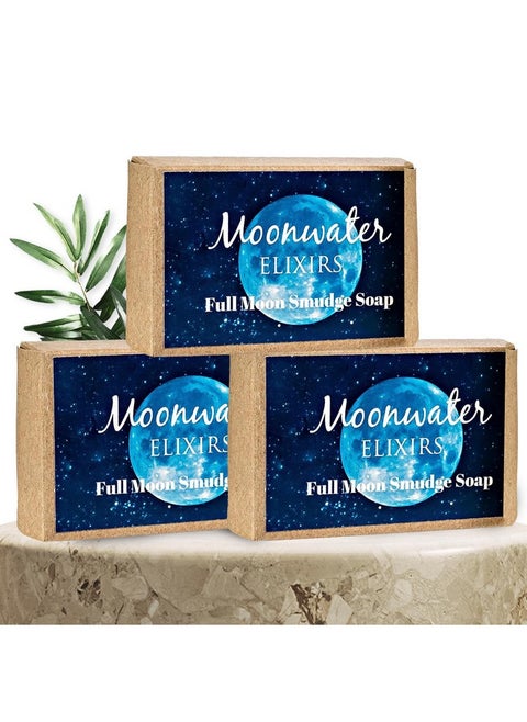 Full Moon Smudge Soap - Full Moon Infused Powerful Manifestation And Transformation Soap, Crystal Charged, And Reiki Treatment - Negative Energy Clearing And Cleansing - 3 Bars