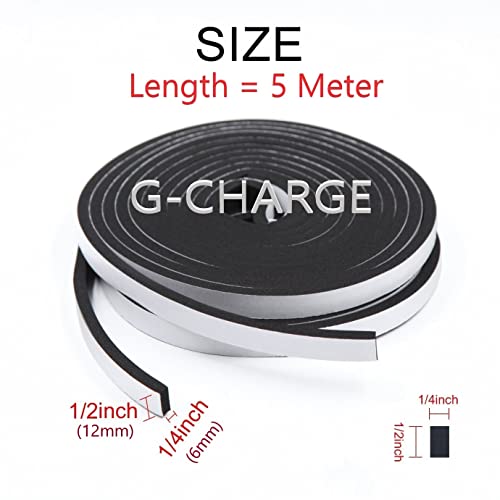 G-CHARGE Single Side High Density Self Adhesive Foam Seal Tape, Weather Stripping Doors and Window Insulation Soundproofing, (12mm x 6mm x 5 Meter) - Image 3