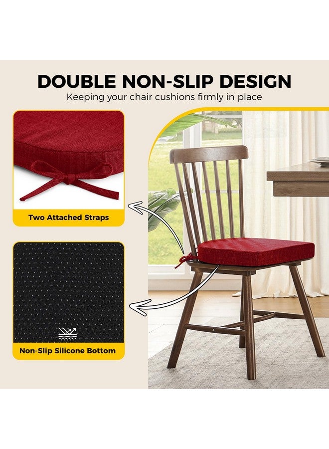 downluxe downluxe Indoor Chair Cushions for Dining Chairs, Soft and Comfortable Textured Foam Kitchen Chair Pads with Ties and Non-Slip Backing, 16" x 16" x 2", Red, 6 Pack  - Image 4