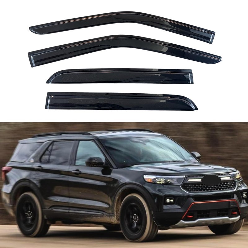 KPY Window Visor Compatible with Ford Explorer 20202025 4PC Rain Guard Side Window Vent Deflectors TapeOn Mugen Style 2020 2021 2022 2023 2024 2025
