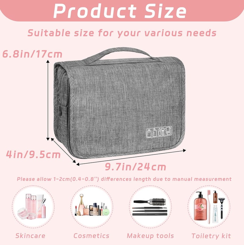 YEMEDA Toiletry Bag Travel Bag with Hanging Hook, Waterproof Shower Bathroom Hanging Toiletry Bag for Men Women,Small Multifunctional Makeup Cosmetic Bag,Portable Toiletries Bag Travel Organizer (Grey) - Image 2