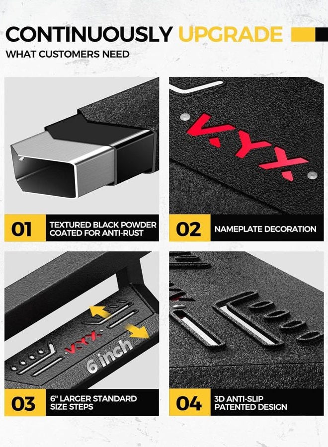 KYX Running Boards & Steps Nerf Bars Compatible with 2005-2024 Toyota Tacoma Double Cab, A Pair 6 inch Car Door Side Steps Nerf Bars Truck Boards Step Rails-Red Logo - Image 5