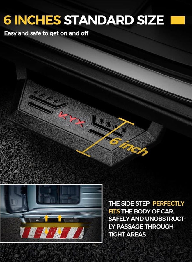 KYX Running Boards & Steps Nerf Bars Compatible with 2005-2024 Toyota Tacoma Double Cab, A Pair 6 inch Car Door Side Steps Nerf Bars Truck Boards Step Rails-Red Logo - Image 4