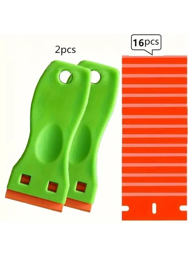Green Paint Scraper Tool Set With 16 Blades Removes Stickers And Vinyl Adhesives - Image 1