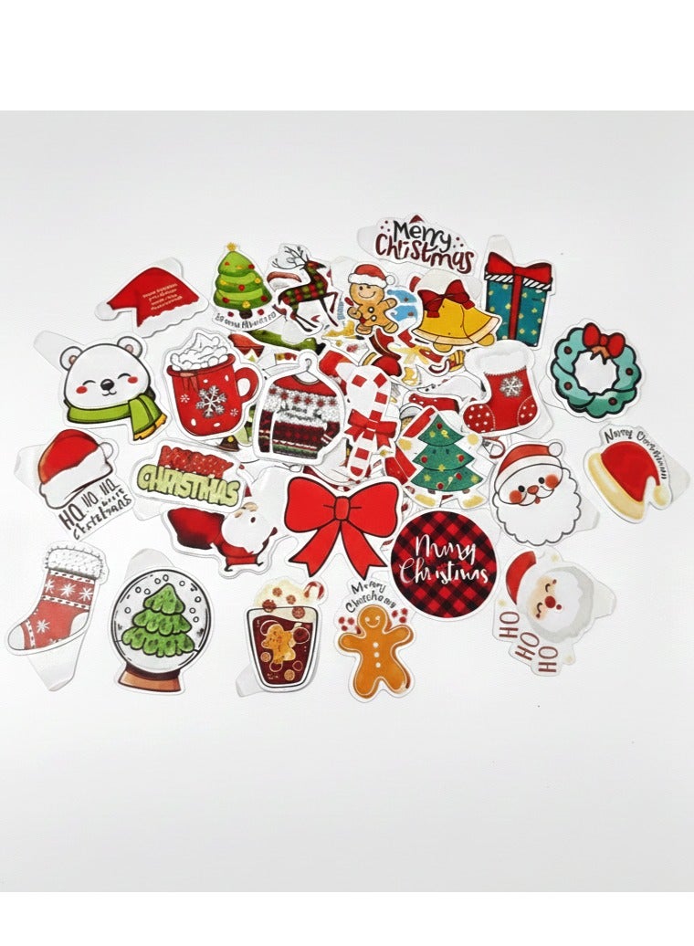 مجموعة ملصقات عيد الميلاد من 100 قطعة، ملصقات عيد الميلاد كريسماس للقصاصات، وزجاجة المياه، والكمبيوتر ، والمظاريف، والنوافذ، وعلامات الهدايا - ملصقات عطلة لطيفة للأطفال - Image 1