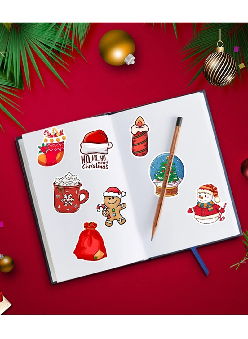 مجموعة ملصقات عيد الميلاد من 100 قطعة، ملصقات عيد الميلاد كريسماس للقصاصات، وزجاجة المياه، والكمبيوتر ، والمظاريف، والنوافذ، وعلامات الهدايا - ملصقات عطلة لطيفة للأطفال - Image 2