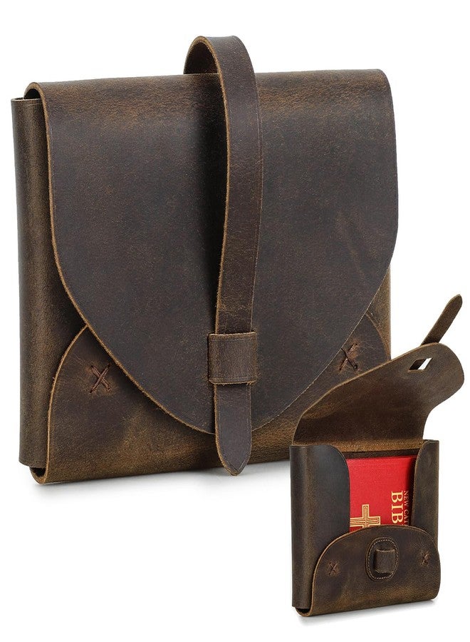 Contacts Bible Cover for Men and Women Full Grain Leather Church Bag Small Bible Protective Holder Carrying Case by Handmade (7" x 5") - Image 1
