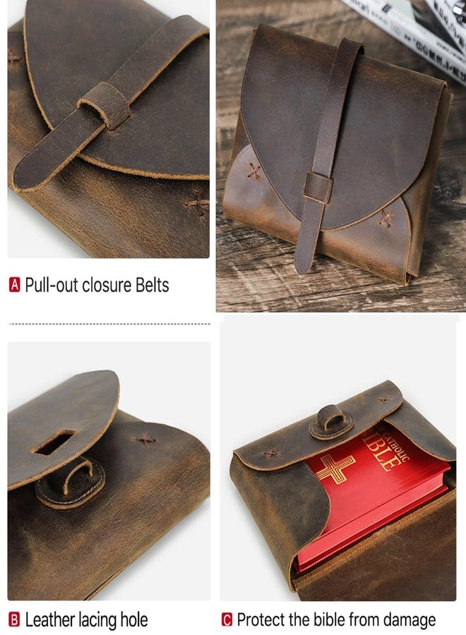 Contacts Bible Cover for Men and Women Full Grain Leather Church Bag Small Bible Protective Holder Carrying Case by Handmade (7" x 5") - Image 4