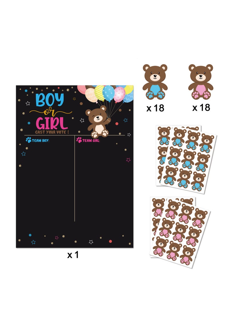 Loquat Baby Gender Reveal Board with Stickers Baby Shower Party Voting Poster Games Kit - Image 1