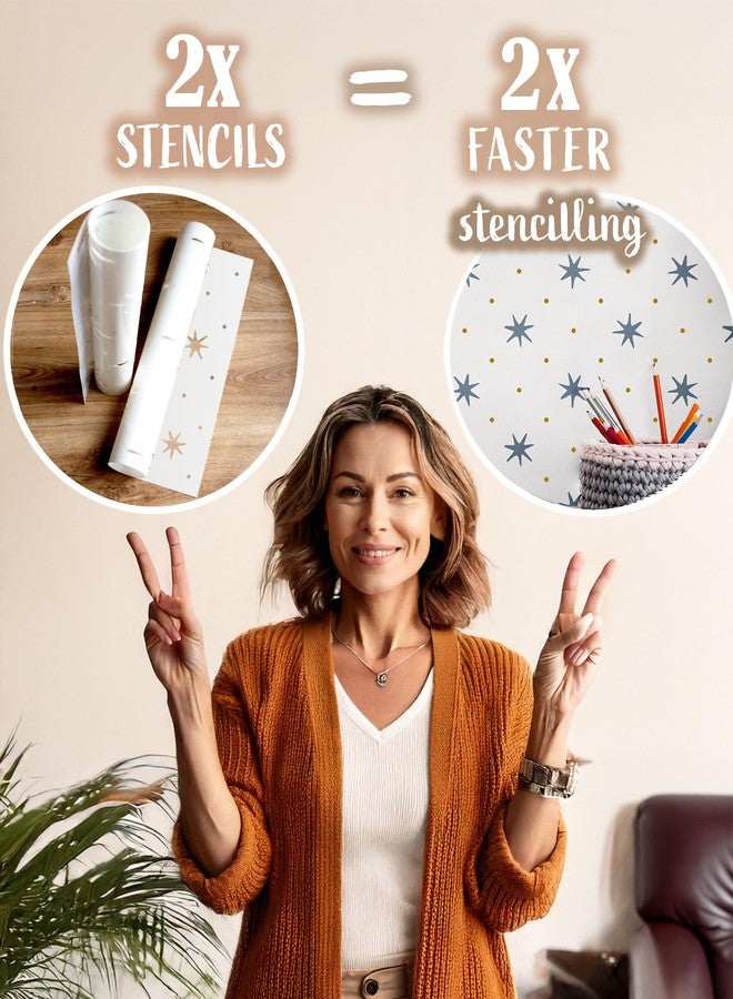 STENCILIT® Celestial Wall Stencil for Painting | 2-Pack 15x27 in | Geometric Wall Stencils for Painting Large Pattern | Scandinavian Large Wall Stencils - Image 3