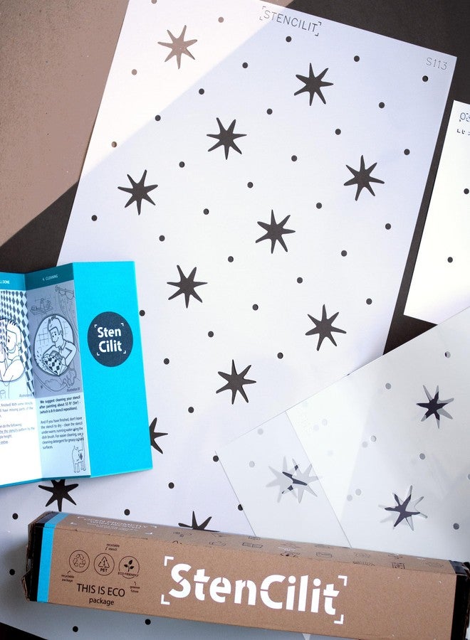 STENCILIT® Celestial Wall Stencil for Painting | 2-Pack 15x27 in | Geometric Wall Stencils for Painting Large Pattern | Scandinavian Large Wall Stencils - Image 1