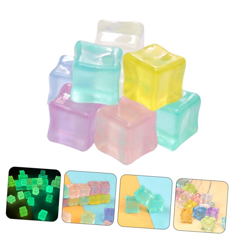 Glow In The Dark Artificial Ice Cubes 40pcs Reusable For Decor Props Party Wedding - Image 3