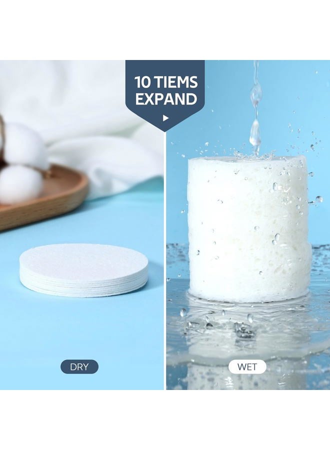 GAINWELL 50-Count Compressed Facial Sponges with Storage Container, for Facial Cleansing, Reusable Makeup Remover, Portable, Suitable for Travel, White - Image 4