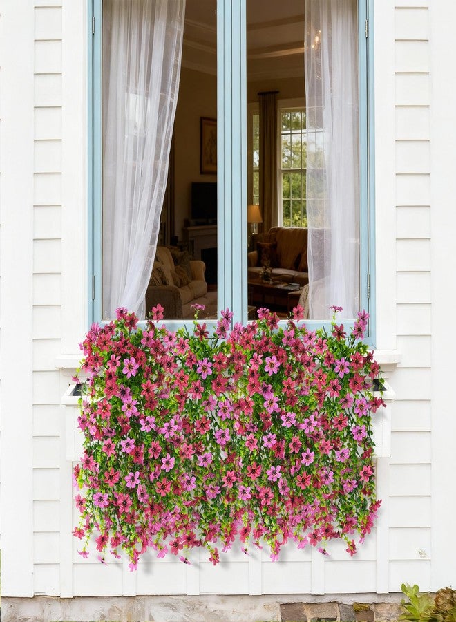 ZFProcess Artificial Hanging Flowers for Outdoors, 2 Pcs Fake Hanging Plant Spring Summer Decoration, UV Resistant No Fade Faux Flower for Porch Patio Yard Window Home Decor(Light Purple Red) - Image 3