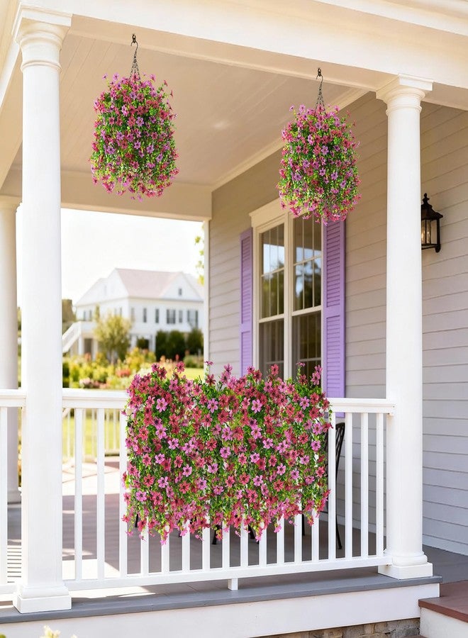 ZFProcess Artificial Hanging Flowers for Outdoors, 2 Pcs Fake Hanging Plant Spring Summer Decoration, UV Resistant No Fade Faux Flower for Porch Patio Yard Window Home Decor(Light Purple Red) - Image 5