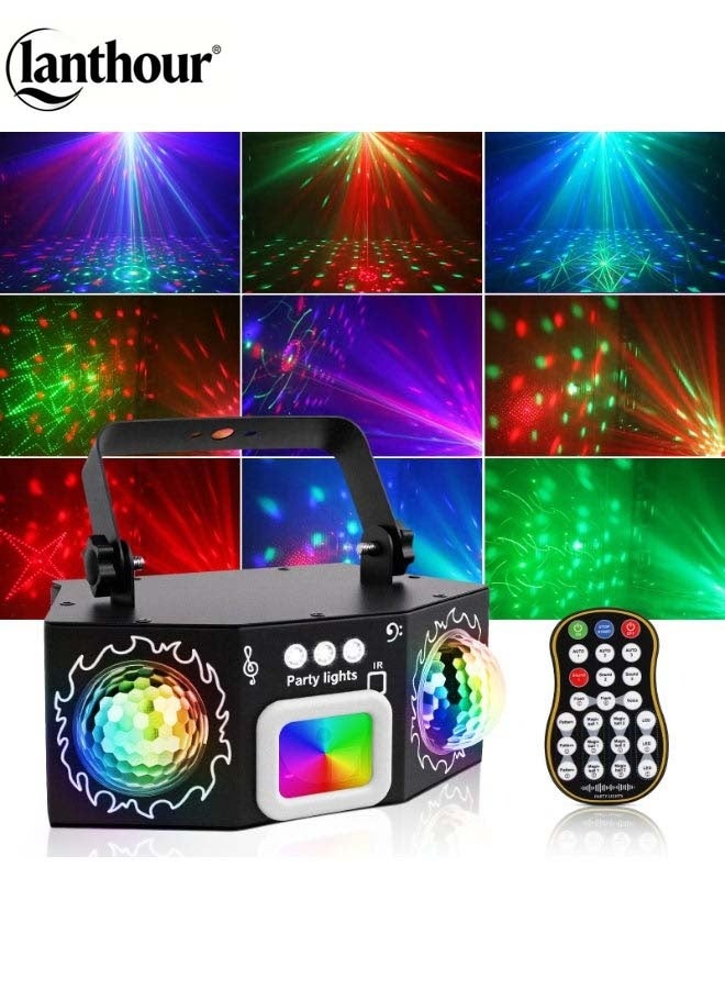 لانثور ضوء حفلة بكرتين ديسكو مزدوجتين - ضوء فلاش RGB مع تفعيل صوتي مناسب لنوادي الدي جي، وKTV، والحفلات المنزلية - Image 1