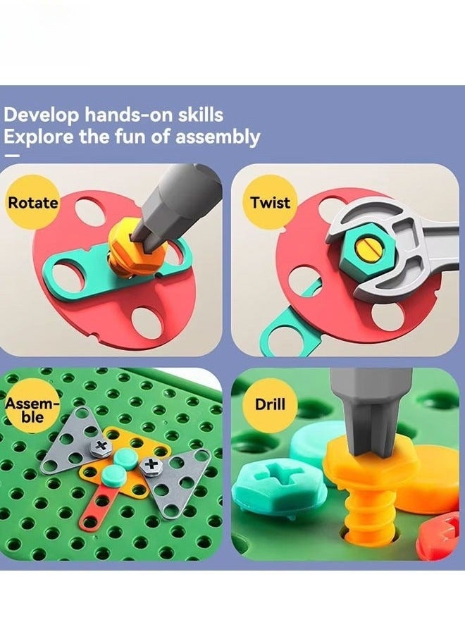 450pcs Piece Drill Toys Educational DIY Tool Toys Set, Mosaic Set for Kids Ages 3-10 Years Drill and Screwdriver Sets, Children's Building Blocks, Electric Drill and Screw Puzzle Set for Kids,Simulation Electric Repair Toys - Image 4