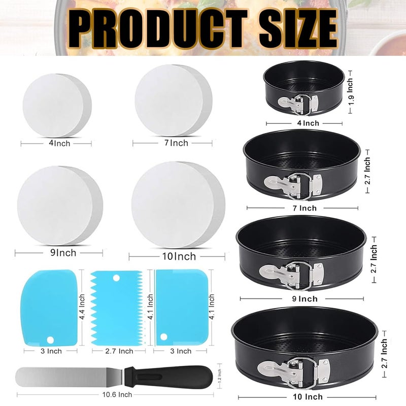 Satianyou 214PCS Round Cake Pan Sets for Baking Cake Decorating Supplies: 4 Non-Stick Springform Pans Set (4, 7,9,10 inches), Icing Tips, Cake Leveler â€“ Leak-Proof Cheesecake Pan - Image 2
