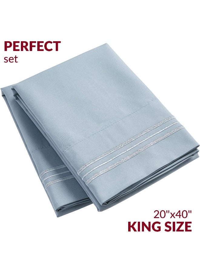 Mellanni Pillow Cases - Luxury, Extra Soft, Cooling Pillow Covers - 2 PC Iconic Collection Pillowcases - Envelope Closure (King 20" x 40", Blue Hydrangea) - Image 4