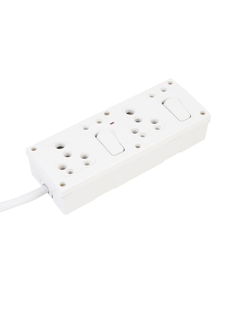 OCKO Ocko Heavy Appliances 16 Amp Extension Board 16 Amp 3 Pin Plug 4 Sockets 5 2 Pin Socket with Switch LED Indicator 10 Meter Long Wire for Office Outdoor Indoor Appliances Pack of 1 White  - Image 2