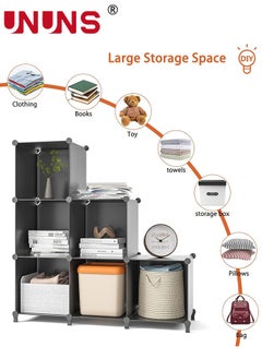UNUNS Closet Organizer,6 Cubes Storage Shelf,Portable Closet Organizer System,Closet Organizers And Storage Shelves,Bookcase Bookshelf For Bedroom,Wardrobe,Black  - Image 3