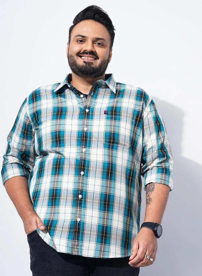 Take Two Plus Size Green Checked Casual Shirt By HardSoda