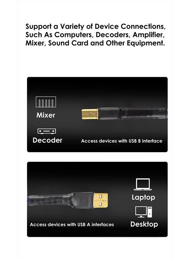 VIBORG HiFi USB 2.0 Printer Cable DAC A-B OCC Digital AB Audio A to B Scanner Cord A-Male to B-Male (1M) - Image 5
