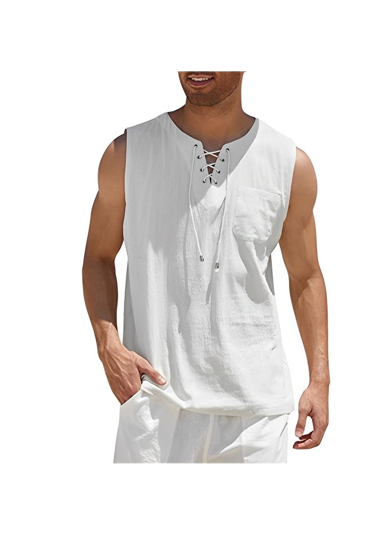 REOCLE Men's Muscle Shirts Sleeveless Dry Fit Gym Workout Tank Top Sweatshirts Casual Pullover - Image 2