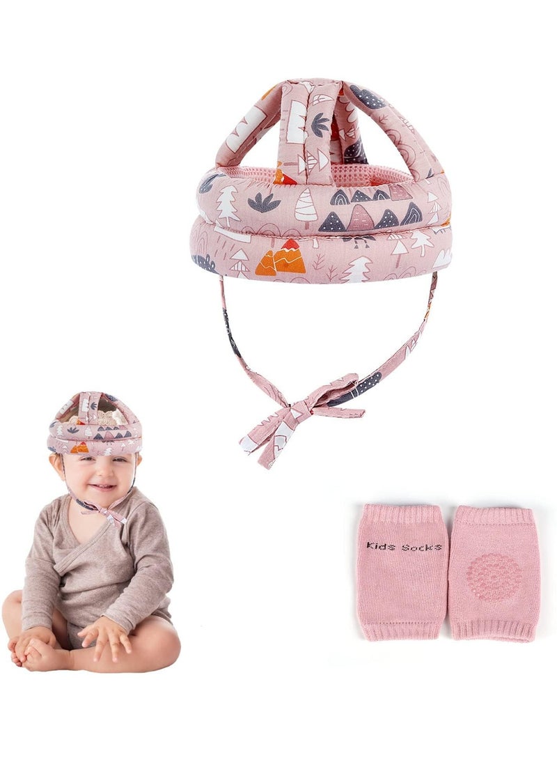 VIUAUAX [Upgrade] Baby Safety Helmet Infant Toddler Breathable & Adjustable Head Cushion Bumper Bonnet for Running Walking Crawling (Pink) - Image 1
