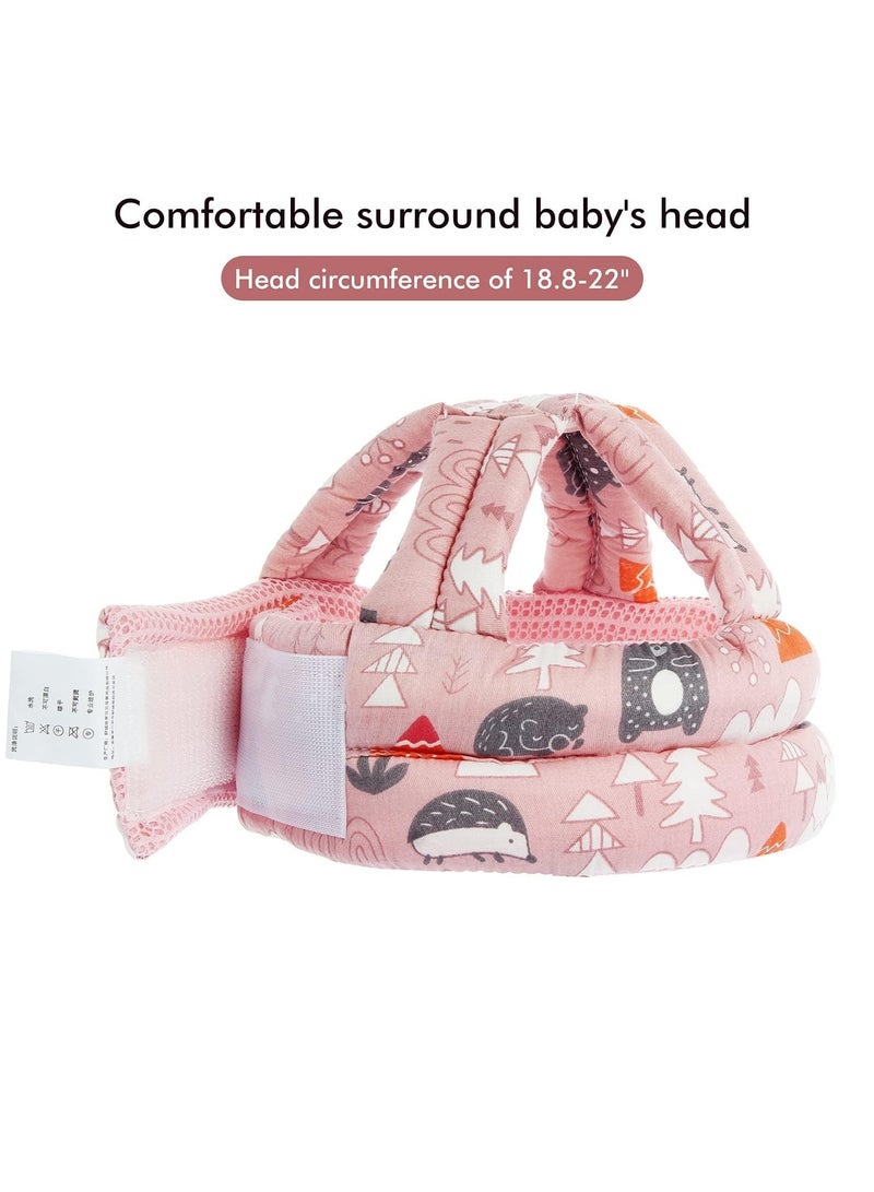 VIUAUAX [Upgrade] Baby Safety Helmet Infant Toddler Breathable & Adjustable Head Cushion Bumper Bonnet for Running Walking Crawling (Pink) - Image 3