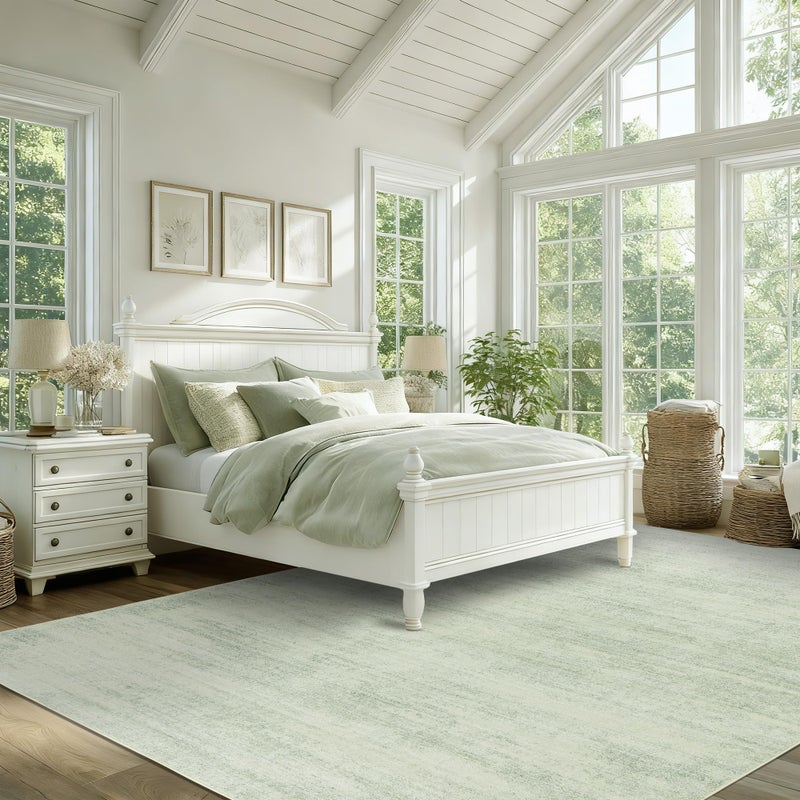 BILEEHOME Sage Green Area Rugs for Living Room Nursery for Baby Girl Boy, Neutral Washable Sage Green Boho Farmhouse Vintage Bedroom Rugs 6x9, Light Green and Ivory Cream - Image 5
