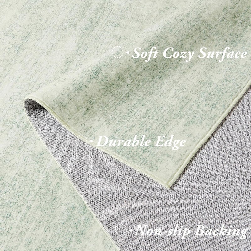 BILEEHOME Sage Green Area Rugs for Living Room Nursery for Baby Girl Boy, Neutral Washable Sage Green Boho Farmhouse Vintage Bedroom Rugs 6x9, Light Green and Ivory Cream - Image 3