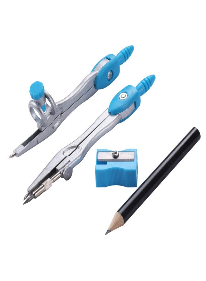 Unjoo Math Geometry Kit Sets 10 Piece Student Supplies with Shatterproof Storage Box,Includes Rulers,Protractor,Compass,Eraser,Pencil Sharpener,Lead Refills,Pencil,for Drafting and Drawings（Blue） - Image 4