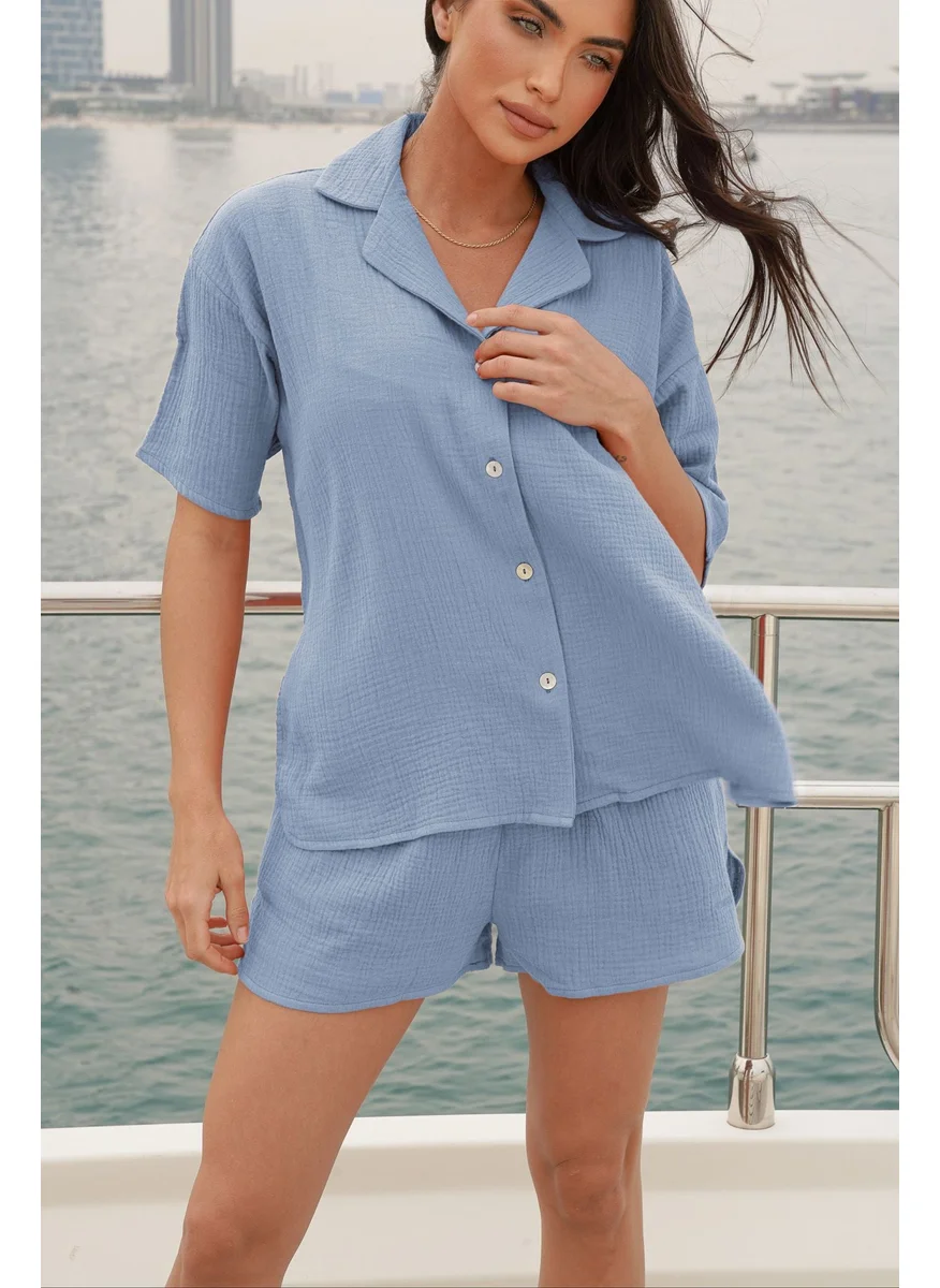 نوماد Crinkle Cotton Button Down Shirt