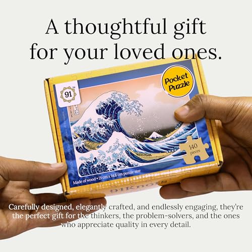 91Knots Hokusai's The Great Wave Off Kanagawa — 140 Piece Premium Wooden Jigsaw Puzzle for Kids 5+ & Adults | Masterstroke World Famous Japanese Ukiyo-e Art Collection Gift for Boys & Girls - Image 4