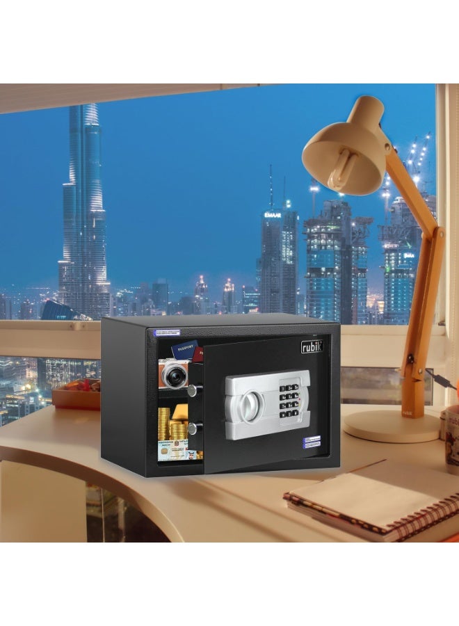 روبيك خزنة آمنة بحجم A4 للمستندات، مزودة بقفل رقمي ومفتاح احتياطي، مناسبة للمنزل والمكتب والمتاجر والأعمال التجارية، موديل RB-25EG6 (25×35×25 سم)، لون أسود - Image 4