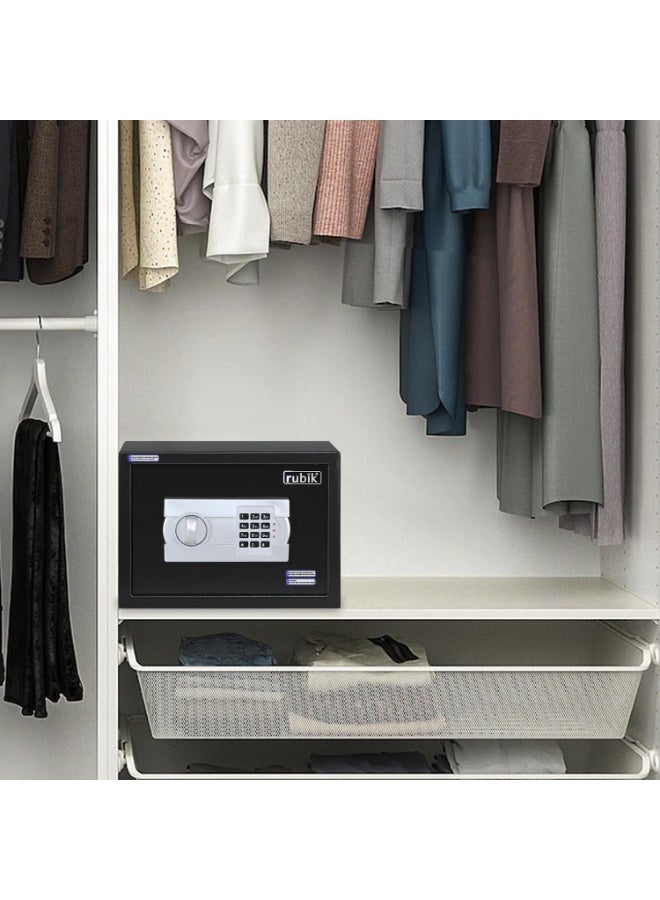 روبيك خزنة آمنة بحجم A4 للمستندات، مزودة بقفل رقمي ومفتاح احتياطي، مناسبة للمنزل والمكتب والمتاجر والأعمال التجارية، موديل RB-25EG6 (25×35×25 سم)، لون أسود - Image 2