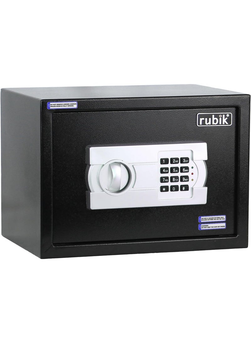 روبيك خزنة آمنة بحجم A4 للمستندات، مزودة بقفل رقمي ومفتاح احتياطي، مناسبة للمنزل والمكتب والمتاجر والأعمال التجارية، موديل RB-25EG6 (25×35×25 سم)، لون أسود - Image 1