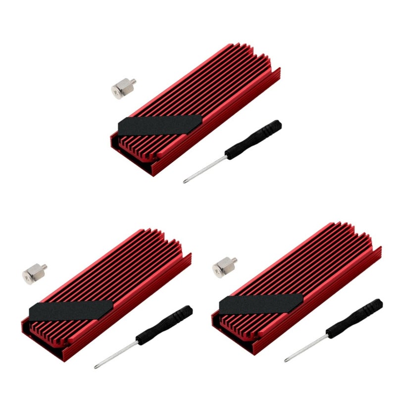 مشتت حرارة من الألومنيوم لـ SSD مع وسادة حرارية، مجموعة من 3 قطع لتبديد حراري فعال - Image 2