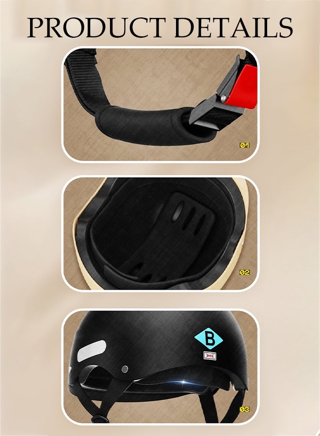 DUNISO Open Face Helmet, Motorcycle Helmet，Half Shell Helmet, Adjustable Head Circumference, Shock And Fall Resistant, Suitable For Both Men And Women  - Image 3