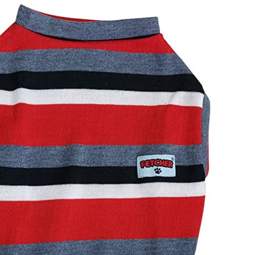 FETCHER Red Black Striped Premium Dog, Puppy, Kitten and Cat Warm T-Shirt | Sweater for Small Breeds (12" X-Small) - Image 3
