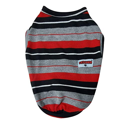 FETCHER Red Black Striped Premium Dog, Puppy, Kitten and Cat Warm T-Shirt | Sweater for Small Breeds (12" X-Small) - Image 2