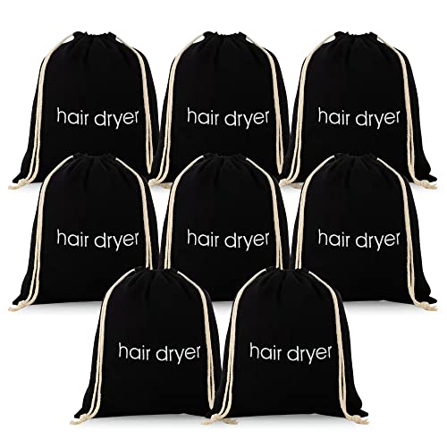 ERKXD 3 | 6 | 8 Pack Hair Dryer Bags Drawstring Bag Container Hairdryer Bag for travel bathroom (8 PCS, Black) - Image 1